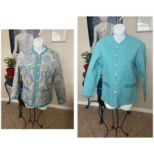 Reversible Quilted Patchwork Lightweight Jacket Cardigan Top - M